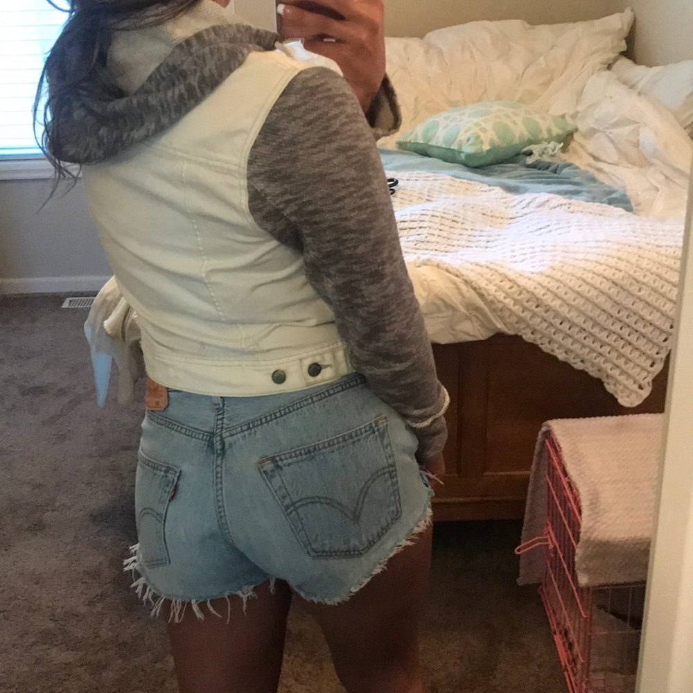 Free People white and grey denim coat